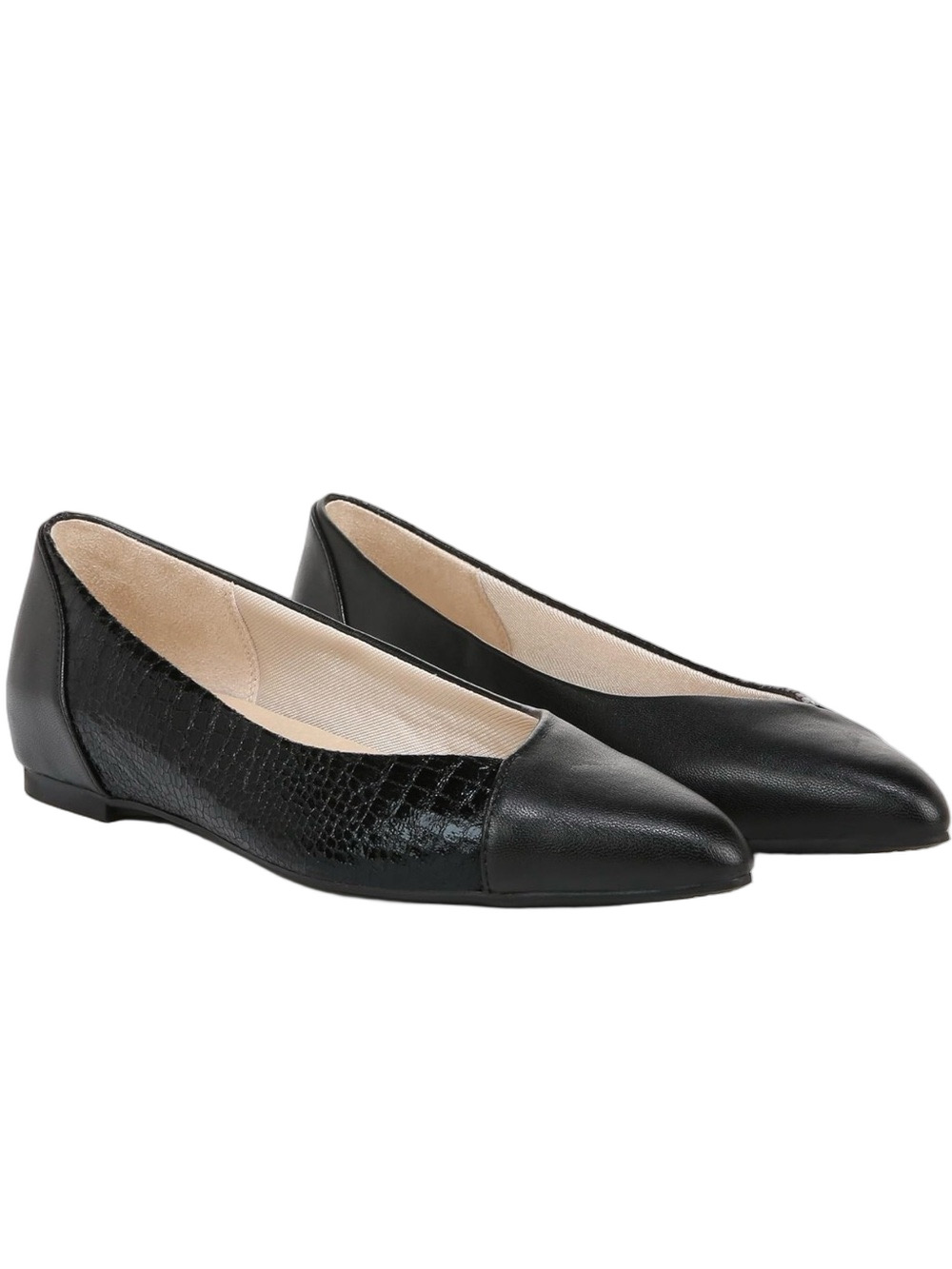 Life Stride promise Classic Black  Pointed-Toe Ballet Flats size 11W NWOT